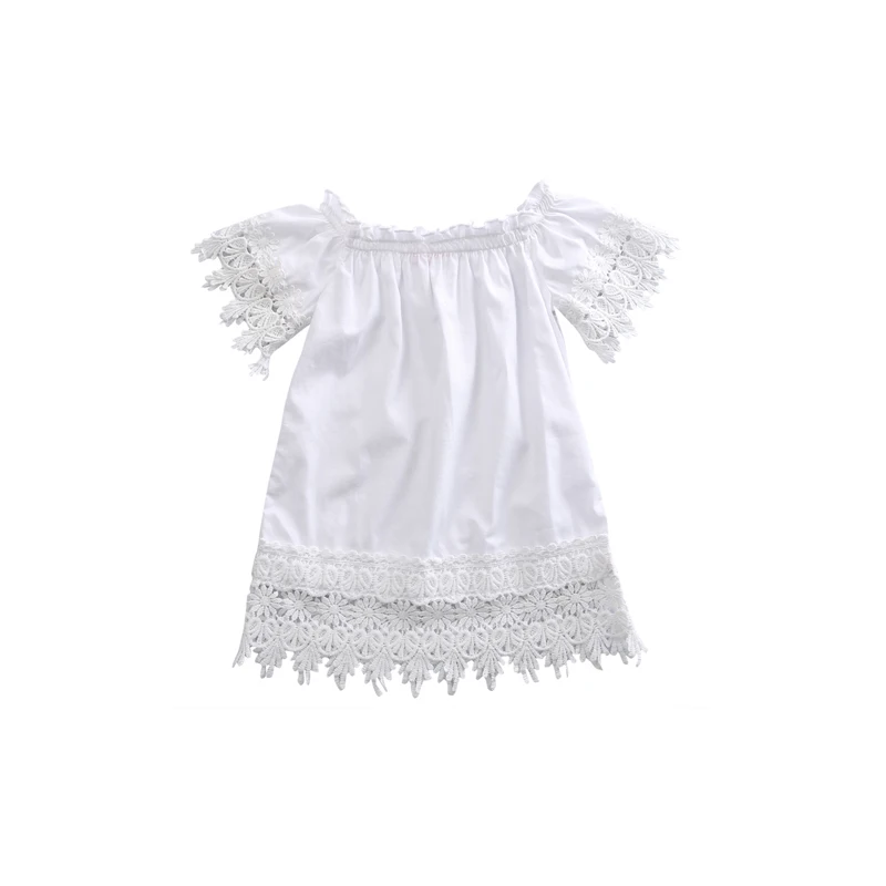 2017 Lovely Casual Newborn Toddler Baby Girls Cotton White Floral Off Shoulder A-Line Knee-Length Princess Dress Outfit Party | Детская
