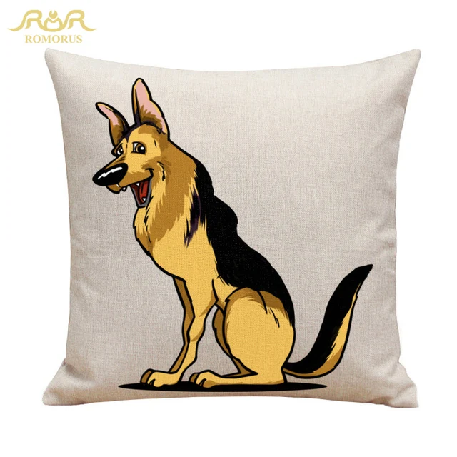 Romorus Cool German Shepherd Dog Cushion Cover Golden Retriever Dogs Romorus Cool German Shepherd Dog Cushion Cover Golden Retriever Dogs Throw Pillow Case Linen Sofa Home