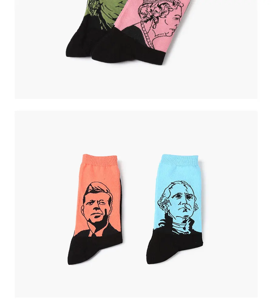 Мужские повседневные носки из чесаного хлопка, Знаменитые Картины маслом Наполеона Иисуса Моны Лизы, разноцветные забавные зимние счастливые носки