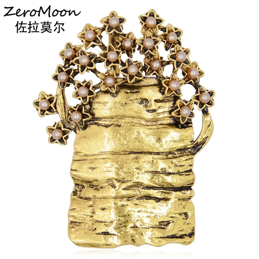

Vintage Metal Gypsophila Flower Pot Brooch Pearl Star Garment Fashion Jewelry Accessory Scarf Clip