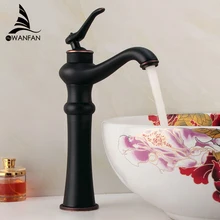 Высокие Черные моды кран старинные холодная и горячая вода осветляющий медь искусство бассейна счетчик бассейна черный античный кран MDJ02