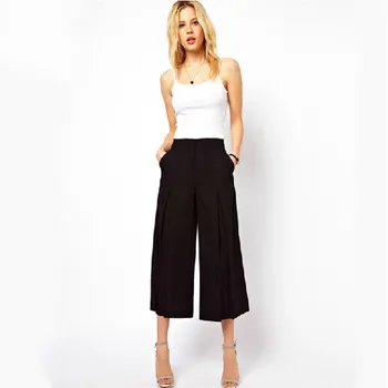 

Pantalon Mujer Sweatpants European Elastic Waist Mid And American Real 2020 New Style Women Casual Seven Points Wide Leg Pants