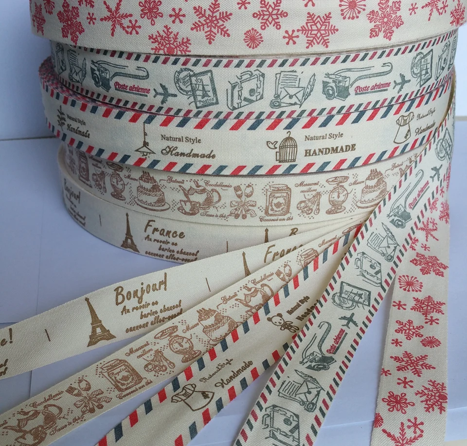 Promotion! 10 yards 100 Cotton Printed cotton Ribbon 20mm Garment