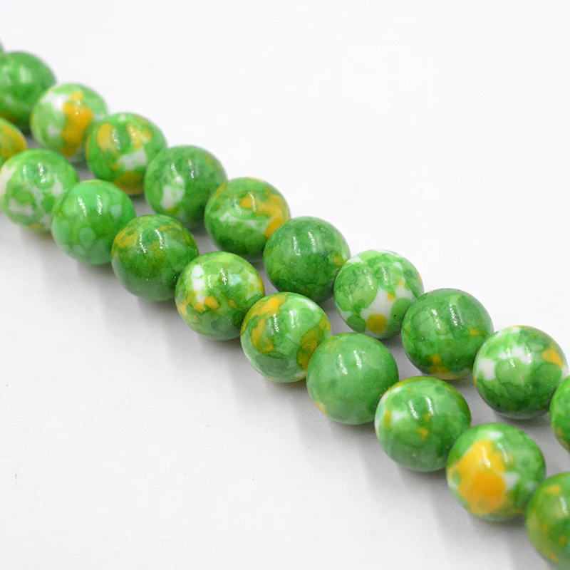 

4-12MM Natural Green Rainbow Stones Round Spacer Loose Beads for Necklace Bracelet Charms Handmade Jewelry Making