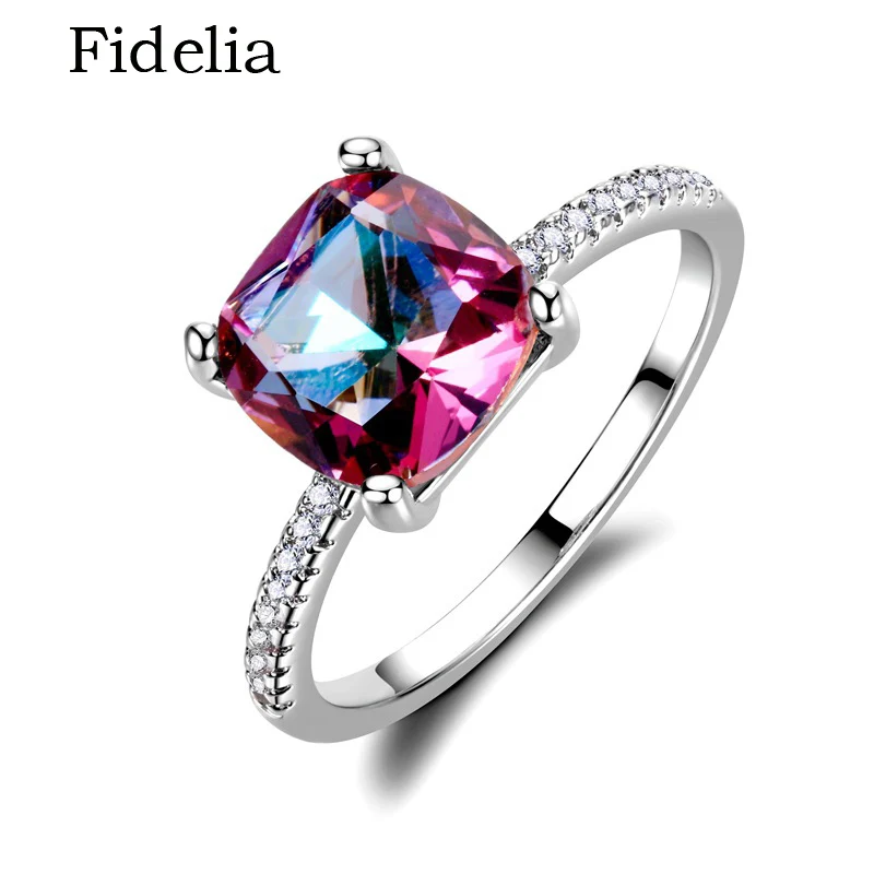 

high quality Mystic Rings for Women Engagement Promise Ring Rainbow CZ Silver 925 Ring