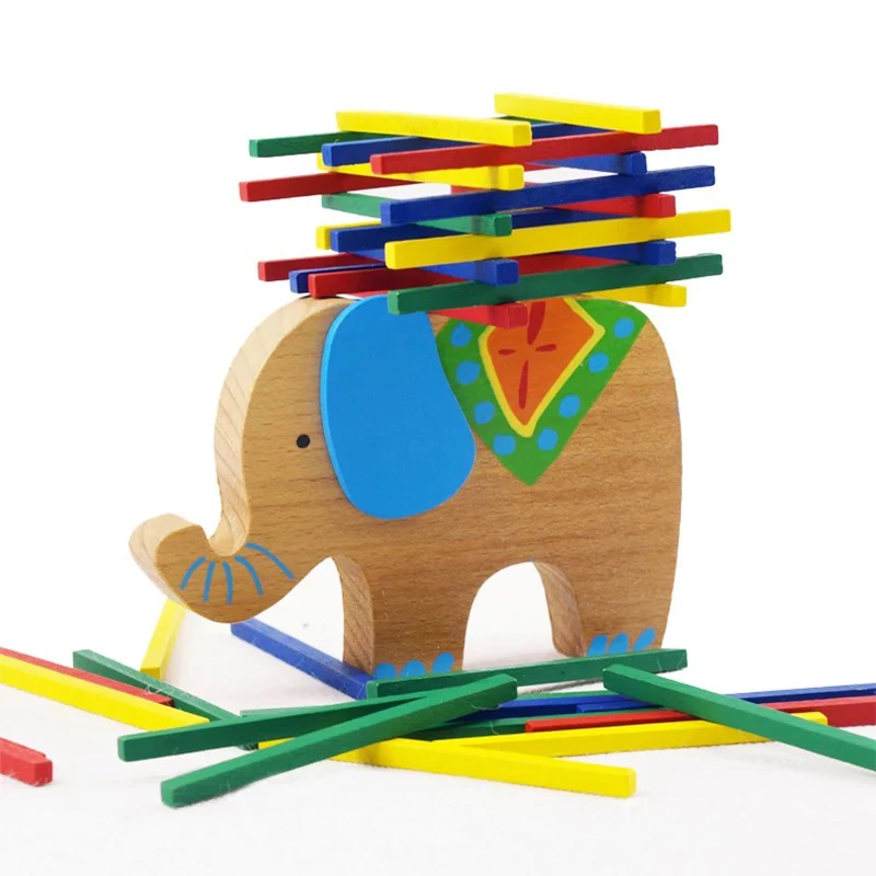 Деревянные головоломки укладки строительные блоки баланс настольная игра Мини Слон балансирующая игрушка развивающий подарок для детей 40 шт