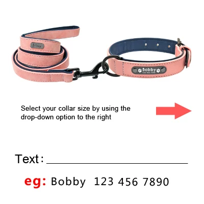 Custom Dog Collars Leather Personalized Pet Dog Tag Collar Leash Lead For Small Medium Large Dogs Pitbull Bulldog Pugs Beagle Pink Set