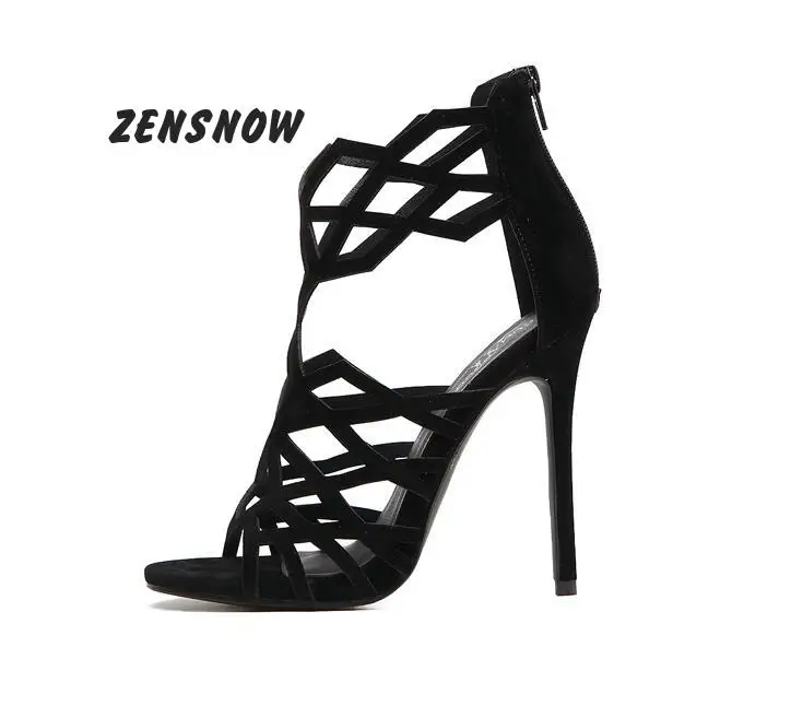 Très Sandales Chaussures Hauts Bien Petit Poissons Talons Noir D'été Rome Avec Femme Sexy Les Zipper Diamant Bouche À qnxwIggBY