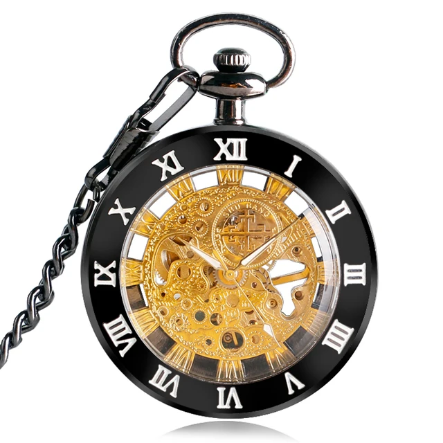 SHUAHANG Luxury Open Face Ruman Numbers Mechanical Pocket Watch Men Women Transp SHUAHANG Luxury Open Face Ruman Numbers Mechanical Pocket Watch Men Women Transp