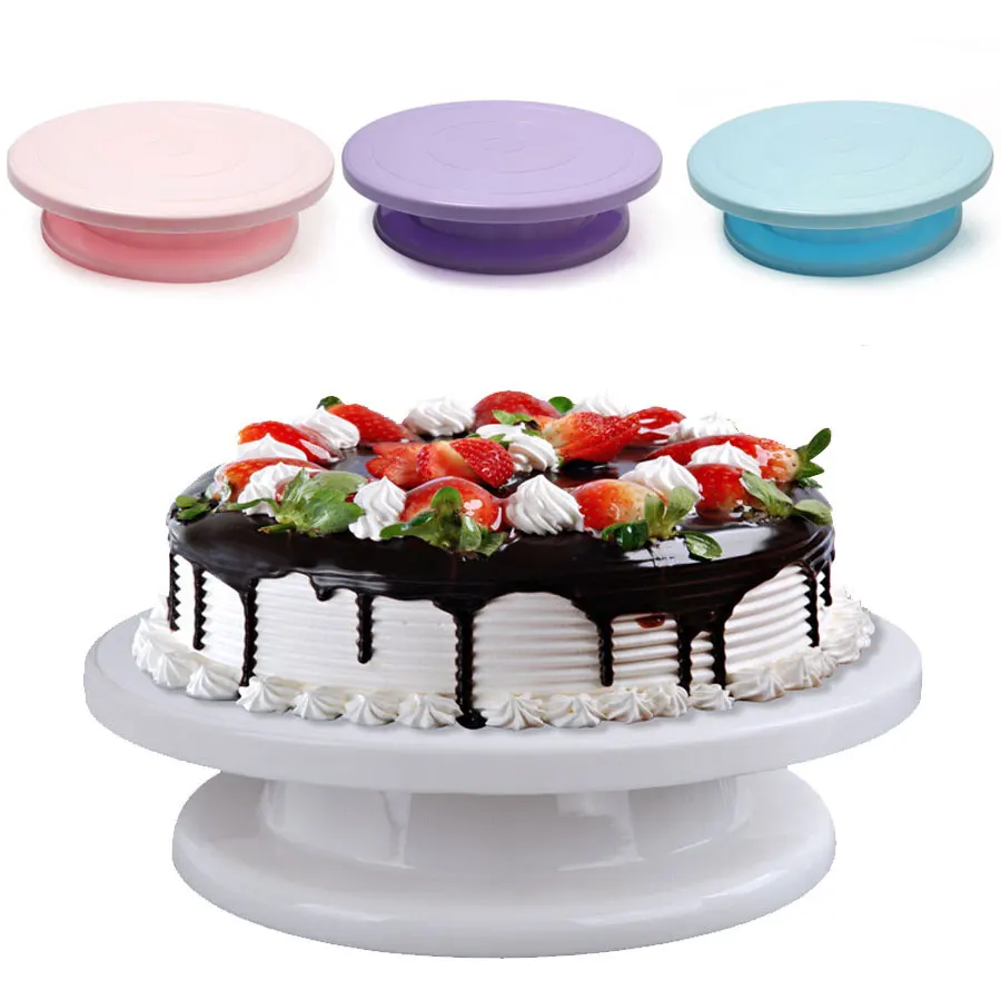 

Plastic Cake Stand Holder Plate Turnable Rotating Cake Stand 10" DIY Cake Decorating Tools for Baking Bakeware Wedding Birthday