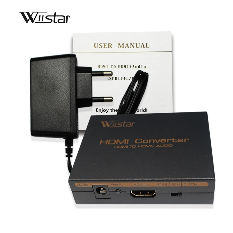 Achat Wiistar hdmi à hdmi et R L et spdif audio avec 2.1 5.1ch hdmi audio extractor livraison gratuite