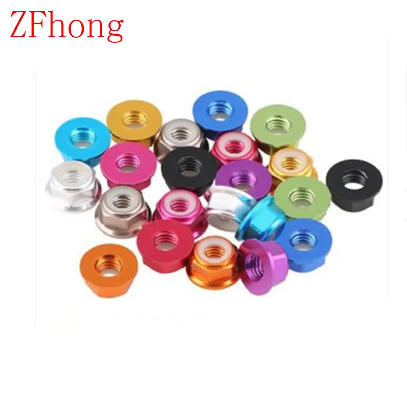 Nylon lock nut 2pcs-10pcs M2 M2.5 M3 M4 M5 M6 M8 Anodized colourful Aluminum Flange Nylon Lock Nut