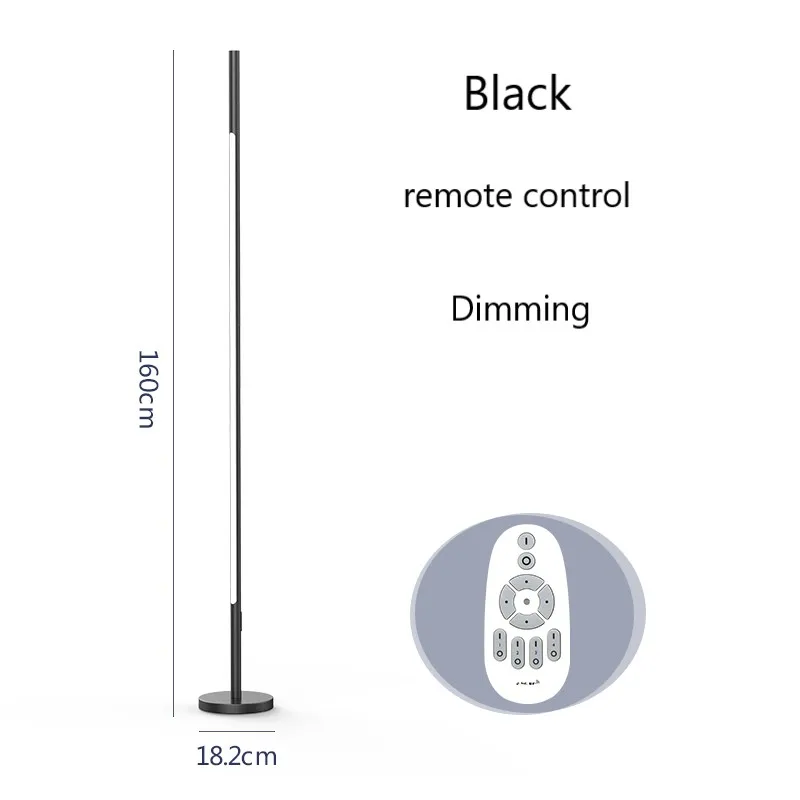 Скандинавский современный минималистичный Торшер для спальни, для учебы, атмосферная лампа, стильные креативные вертикальные стоячие лампы, декор для гостиной, лампа - Цвет абажура: black Remote control