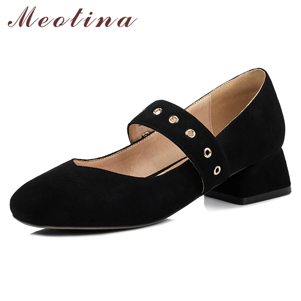 

Meotina High Heels Mary Janes Shoes Women Chunky Heels Party Shoes Elegant Square Toe Pumps Ladies Footwear Spring Big Size 3 43