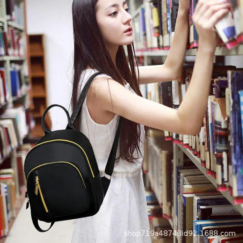 

2019 Summer Shoulder Bag female nylon cloth small backpack double shoulder backpack Black Oxford women's Bag