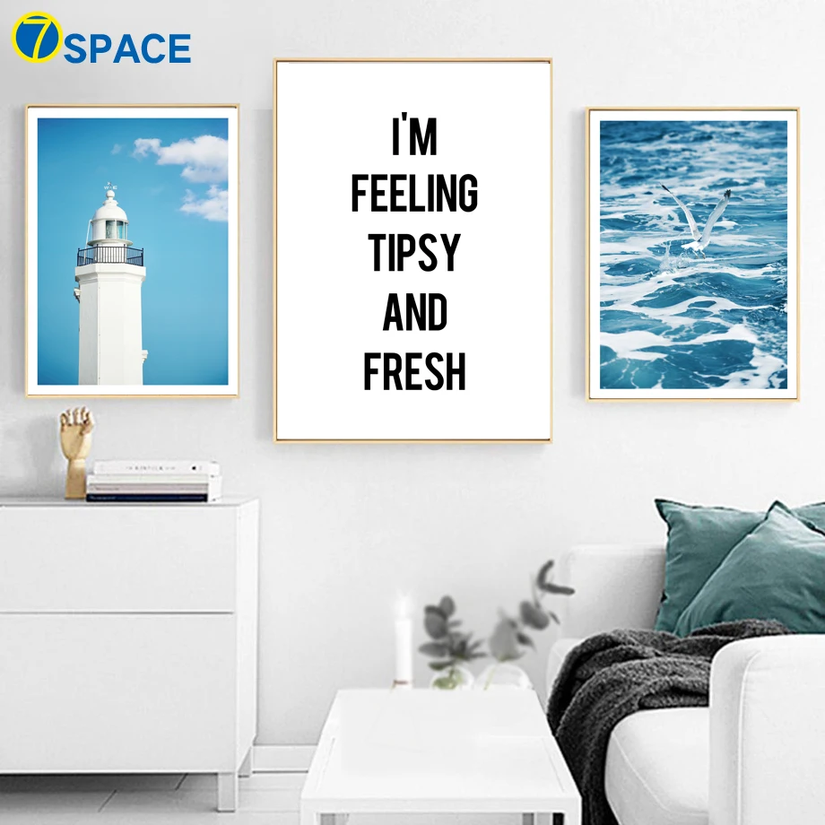 

Seascape Lighthouse Quotes Landscape Wall Art Canvas Painting Nordic Posters And Prints Wall Pictures For Living Room Home Decor