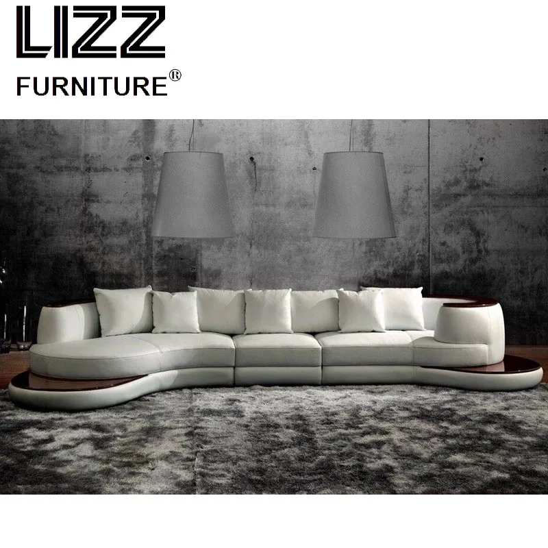 Нерегулярные круговой секционные с шезлонг современный кожаный диван для отдыха