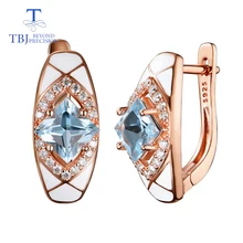 TBJ,new design sky blue topaz earring natural square 6.0mm gemstone in 925 sterling silver fine jewelry for women as gift box TBJ,new design sky blue topaz earring natural square 6.0mm gemstone in 925 sterling silver fine jewelry for women as gift box