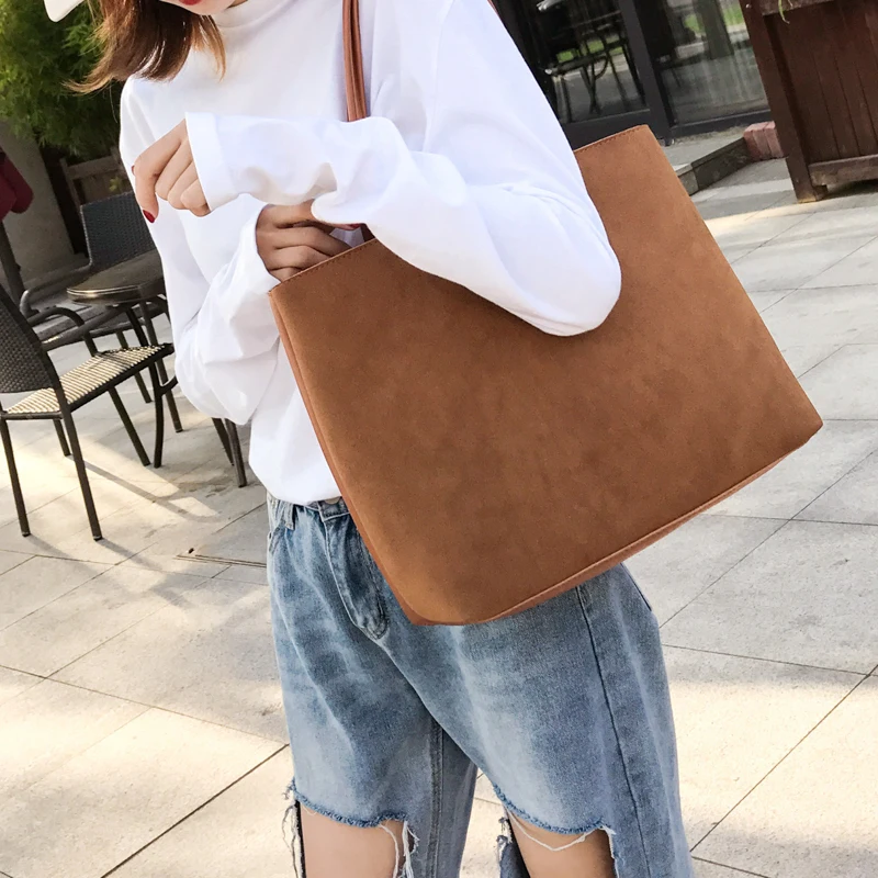 

Suede Matte Leather Casual Tote Handbags for Women Fashion Shoulder Bag 2019 Large Top Handle Ladies Satchel sac a main female