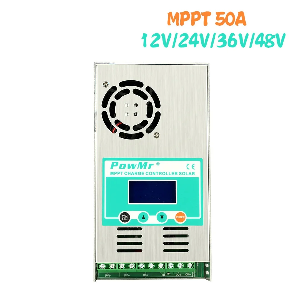 

MPPT50A solar controller 12V/24V/36V/48V intelligent identification with fan photovoltaic controller