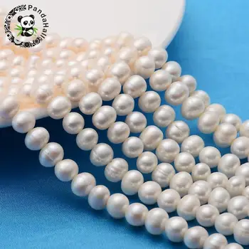 

Grade A Natural Freshwater Pearl Beads Strands, Nice for Mother's Day Jewelry Making, Round, Natural Color, White, 7~8mm, Hole: