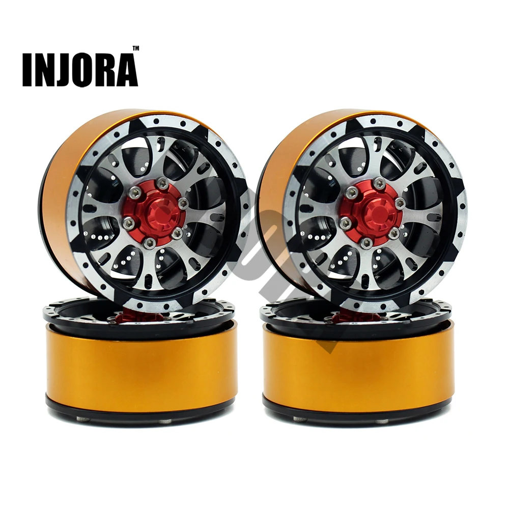 

INJORA 4Pcs Metal Alloy 1.9 Inch Beadlock Wheel Rim for RC Rock Crawler Axial SCX10 TAMIYA CC01 D90 D110 TF2