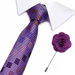Фиолетовый золотой шелковый галстук дизайн одежды Новый 7,5 см галстуки для Для мужчин свадебные галстук Пейсли Corbatas вечерние Gravatas шеи