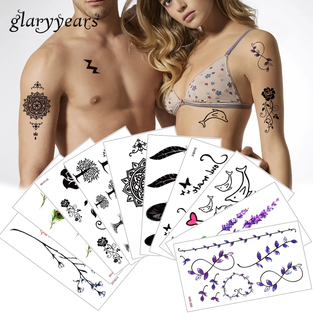 

glaryyears 25 Pieces Beauty Flower Decal Body Tattoo Tiny Small Sticker Temporary Tattoo for Women Men Makeup Hands Neck SY-A WM