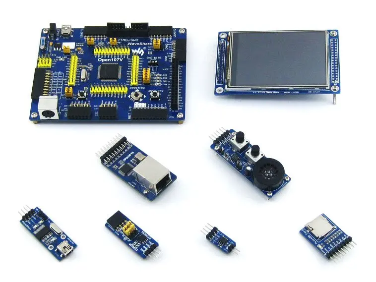 STM32 макетная плата комплект для STM32F107V серия MCU STM32F107VCT6 ARM Cortex-M3+ 3,2 дюймов сенсорный экран ЖК-дисплей+ 8 Модули = Open107V посылка A