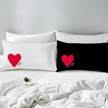 Boys Girls Couples Pillowcase Sweet Red Heart Print Pillow Case Patchwork Lovers Pillow Cover Valentine's Day Home Textile D40