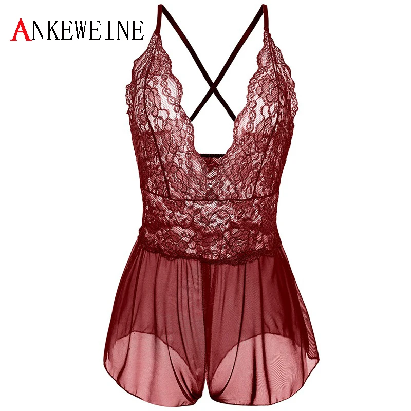 2018 Valentines Day Women Sexy Lace Lingerie Sleepwear Hot Deepv Sex