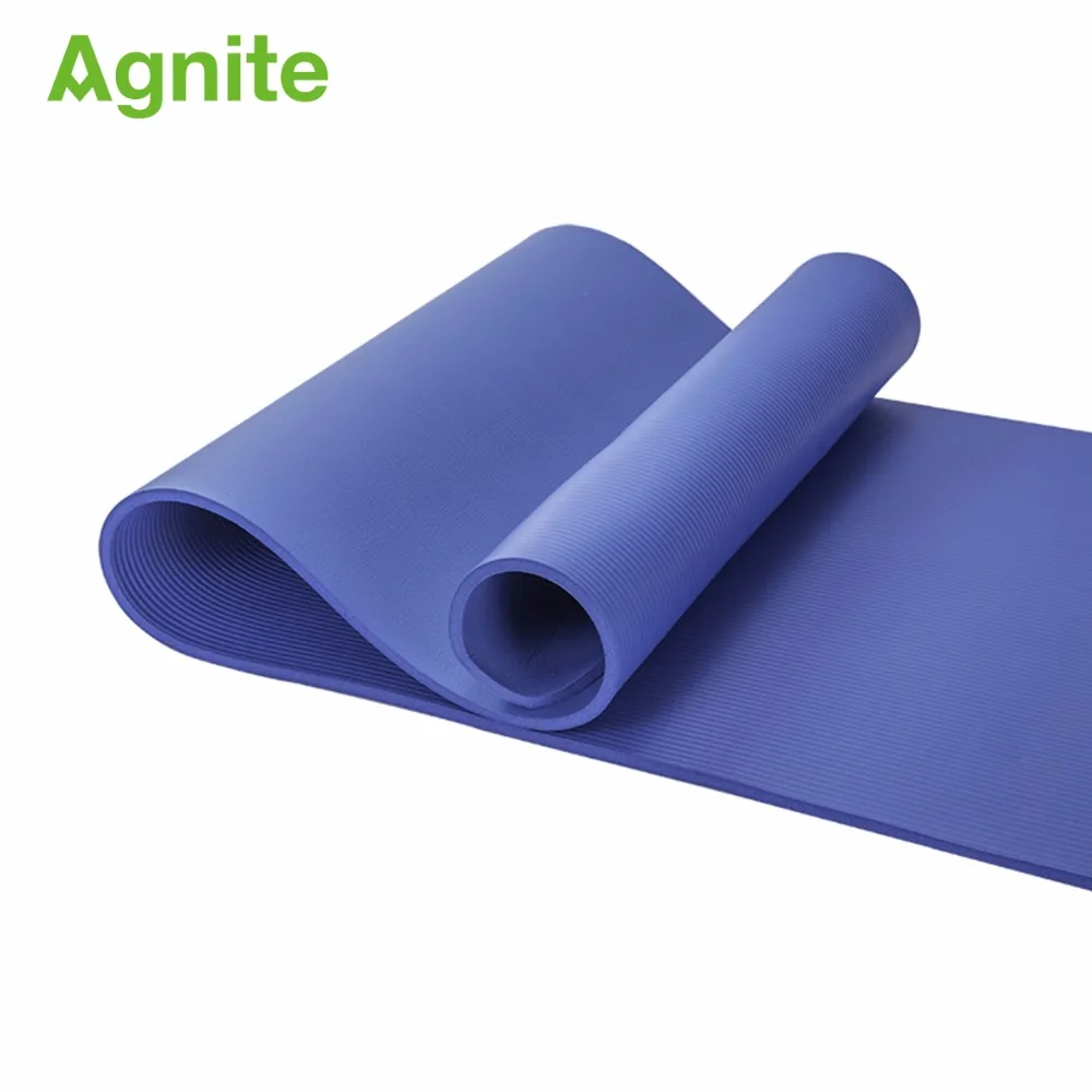 Agnite 4174 professional slip-proof NBR yoga mat 10mm for fitness cushion quality gymnastics exercise matress sport carpet strap
