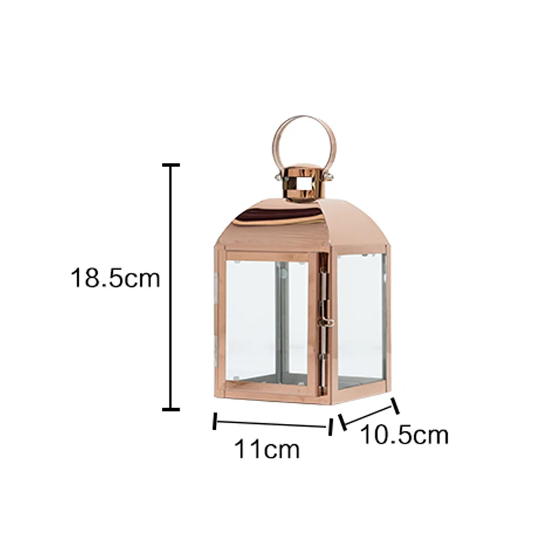 Скандинавские металлические подсвечники свадебные украшения из кованого железа романтический подсвечник рождественские украшения фонарь домашний декор - Цвет: Rose Gold  S