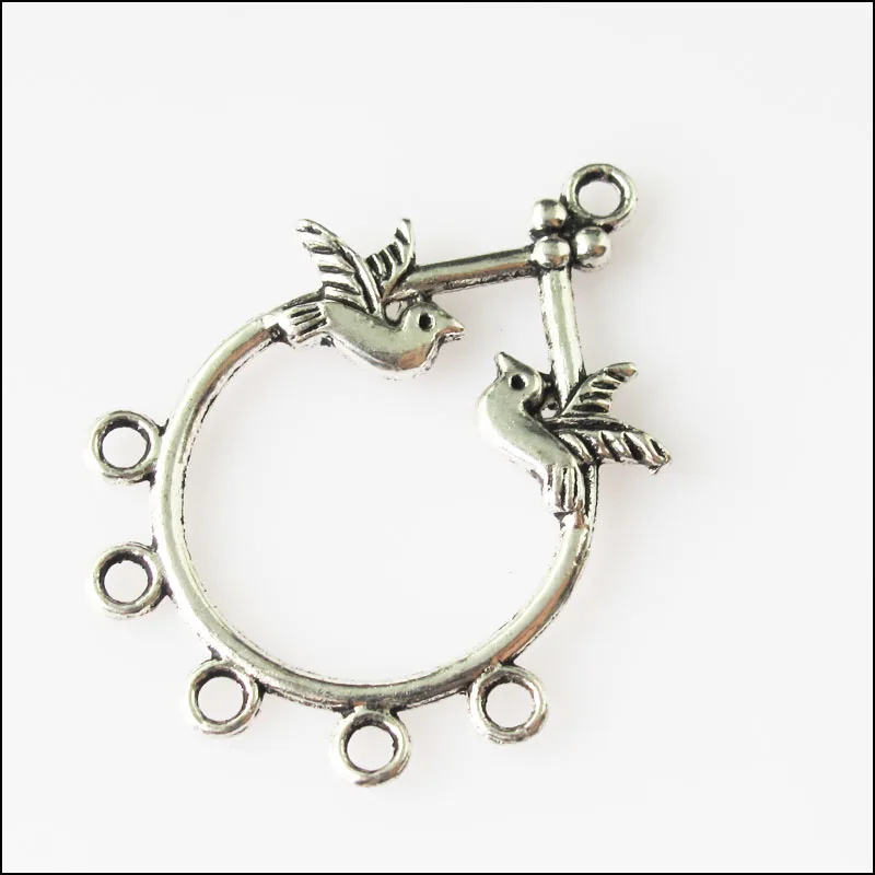 

6Pcs Antiqued Silver Tone Teardrop Animal Dove Charms Pendants Connectors 27x36.5mm