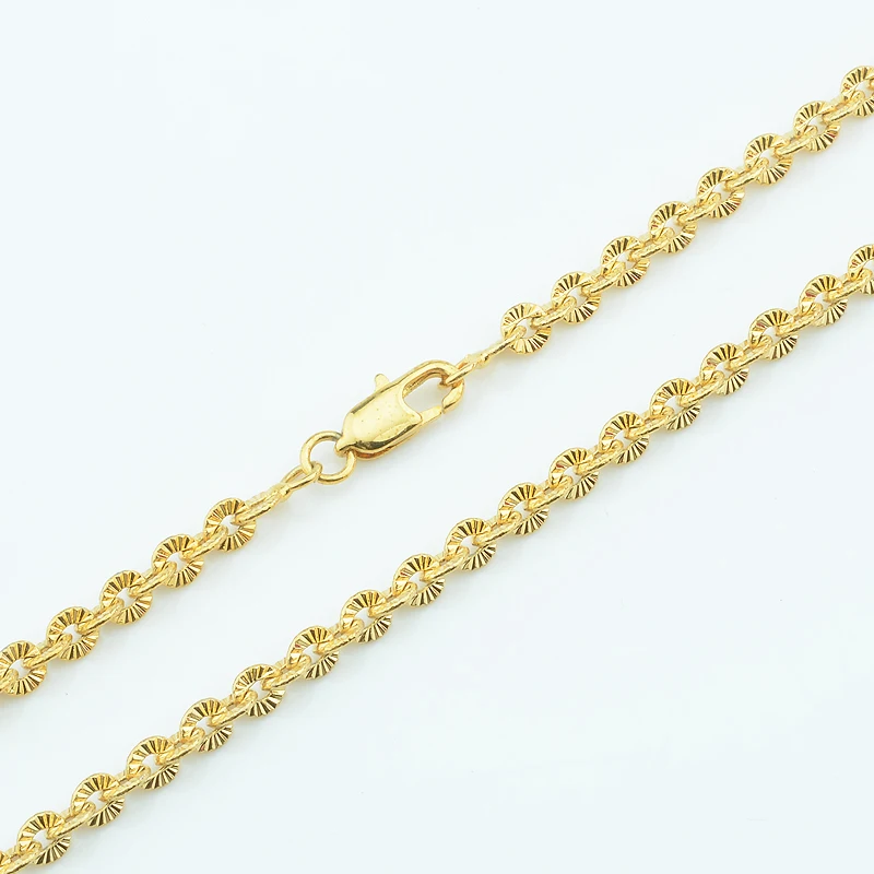 1pcs 3mm Men Womens Yellow Gold Color Curved Loop Necklace Link Small