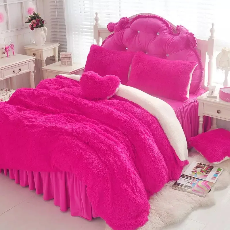 Cashmere Fuschia Bedding Sets King Queen Size Winter Supersoft