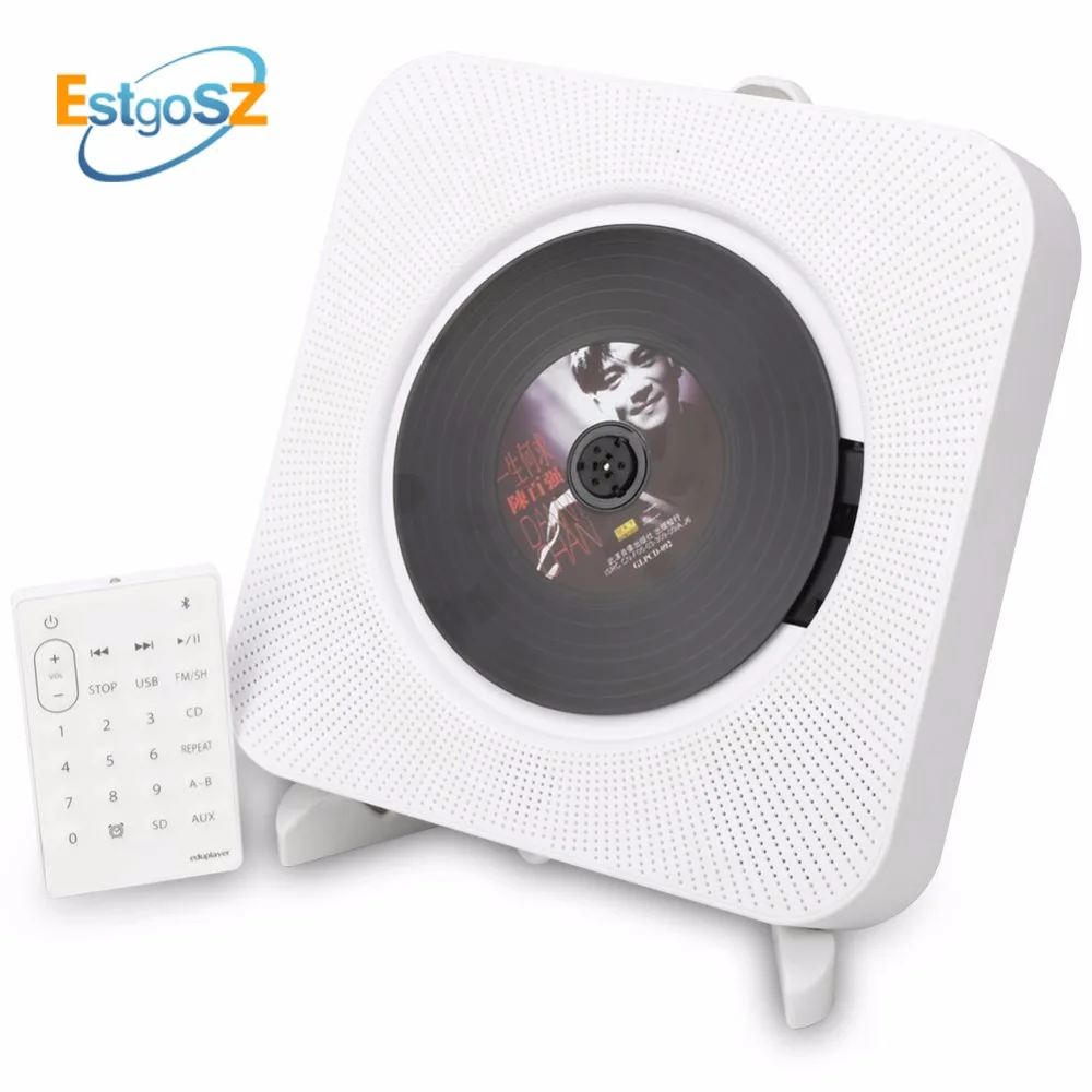 ZYJ Reproductor de CD portátil Creative Wall-Mounted Bluetooth CD Player Remote Control HiFi Altavoz 189MM X 189MM X 37MM para Educación Prenatal/Aprendizaje,Black
