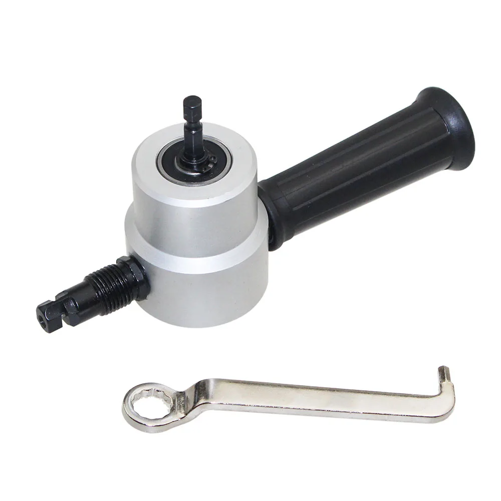 360 degree Rotary Metal Cutting Double Head Sheet Nibbler Saw Cutter Tool Drill Attachment Free