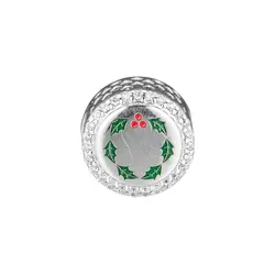 CKK 925 пробы серебро Feliz Navidad мотаться Шарм, Смешанная эмаль бусины оригинальные украшения подходит для браслеты