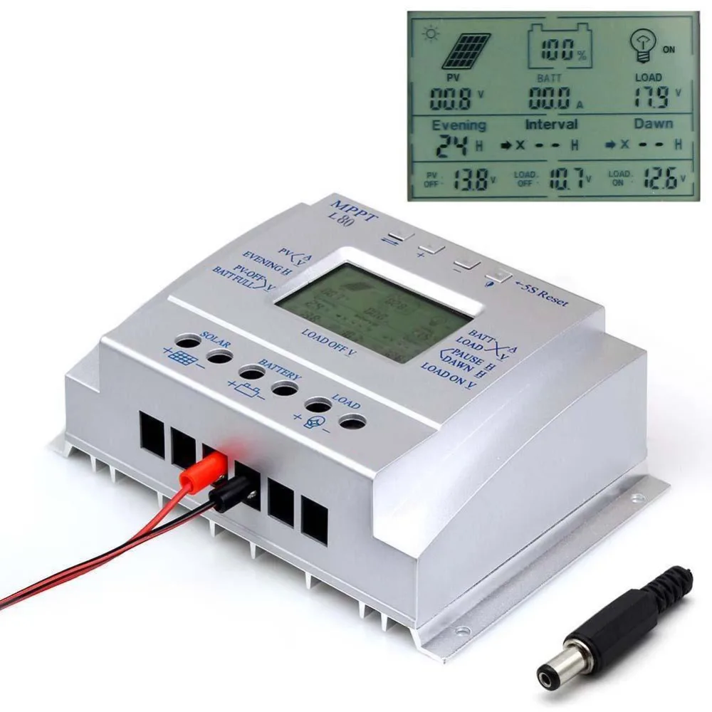 

80A MPPT Solar Panel Regulator Battery Charger Controller 12/24V With LCD USB