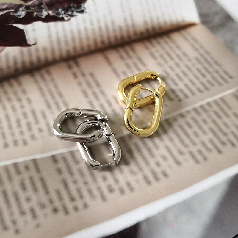 Peri'sBox Best Selling French Gold Chic O Shaped Hoop Earrings Women's Chunky Hoops Geometrical Brass Earrings Minimalist - Image 6