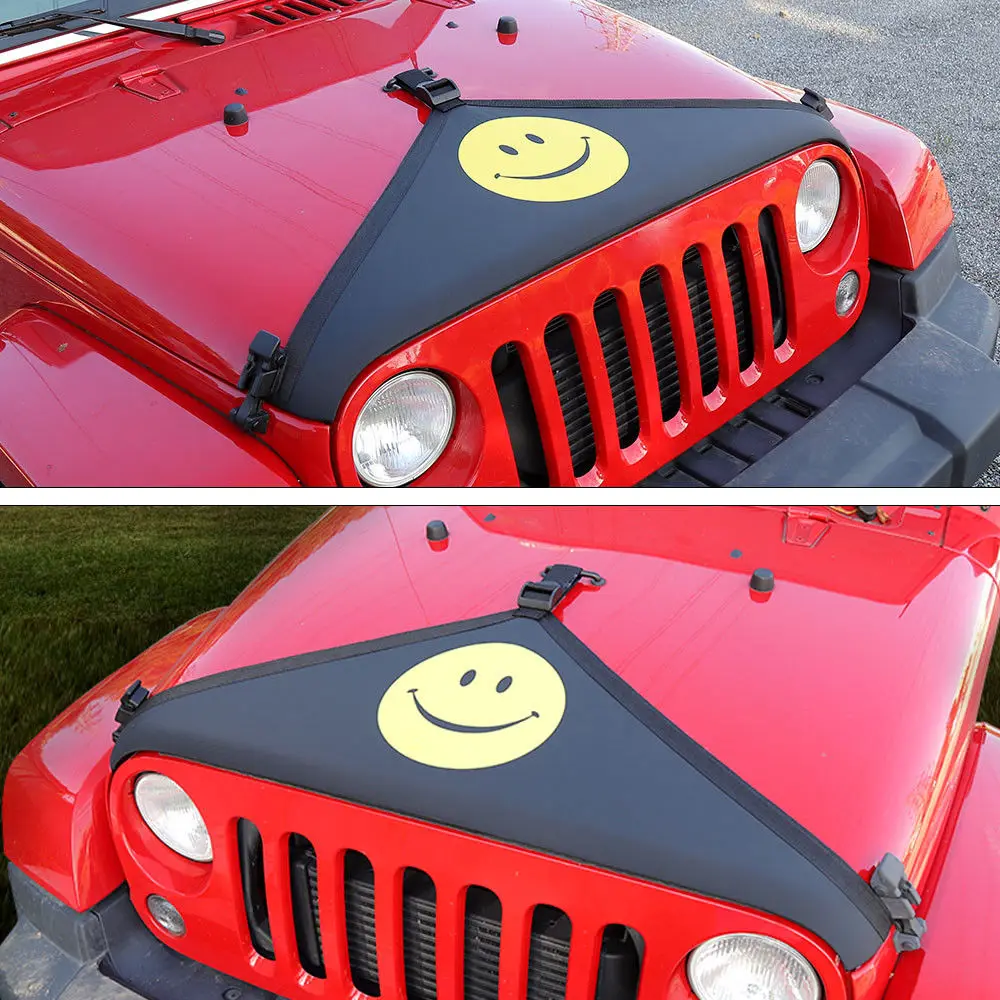 Передняя крышка капота бюстгальтер протектор крышка протектор Смайл лицо для Jeep Wrangler JK 2007