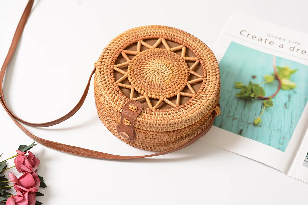 Circle Handwoven Straw Round Bag