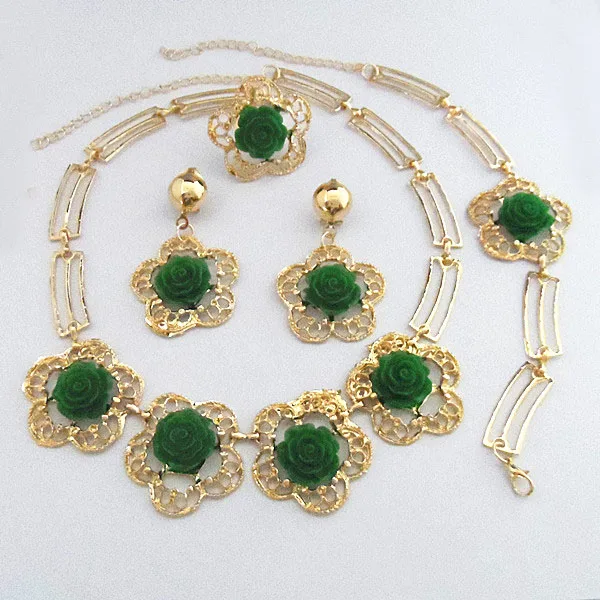 bridal jewelry set green