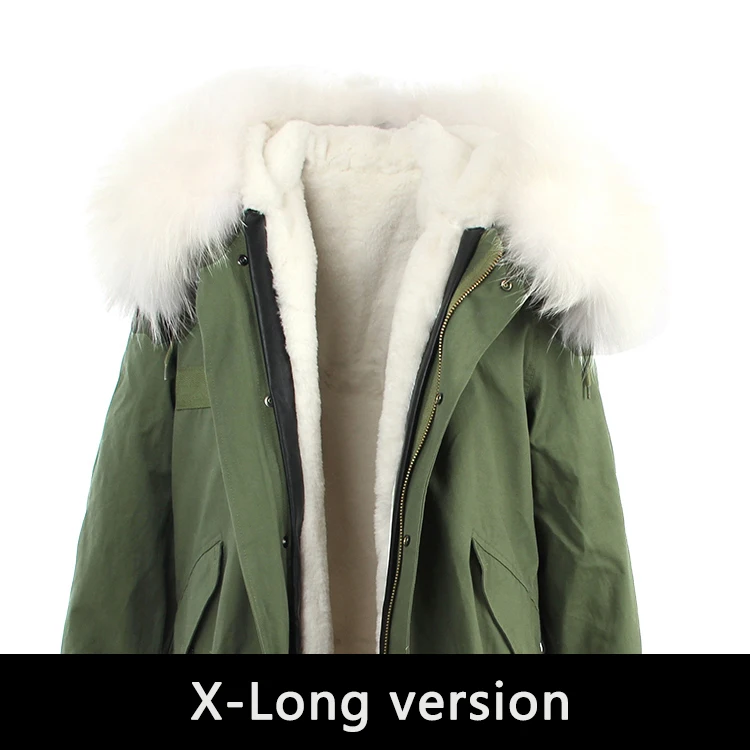 JAZZEVAR Новая парка женская высокая мода X-длинная большой настоящий енот меховой воротник с капюшоном пальто верхняя одежда военная зимняя куртка - Цвет: color 8