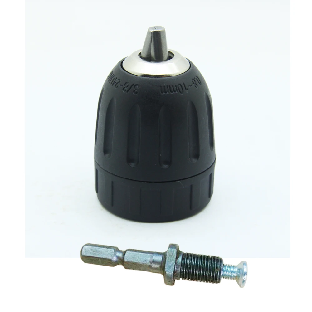 1PC 10mm Keyless Drill Chuck 3/8" 24UNF with adaptor for WORX and other Electric Drills Power