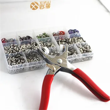 

1pc Plier Tool +200 Sets mix color 9.5mm Metal Prong Snap Buttons Fasteners Press Studs Poppers Baby Romper Buckle Snap+1 Box