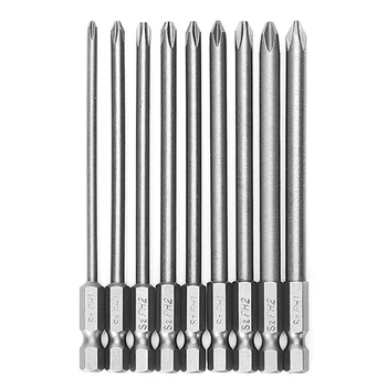 

9 Pcs 1/4Inch 100Mm S2 Magnetic Hex Cross Head Ph1 Ph2 Electric Screwdriver Bit