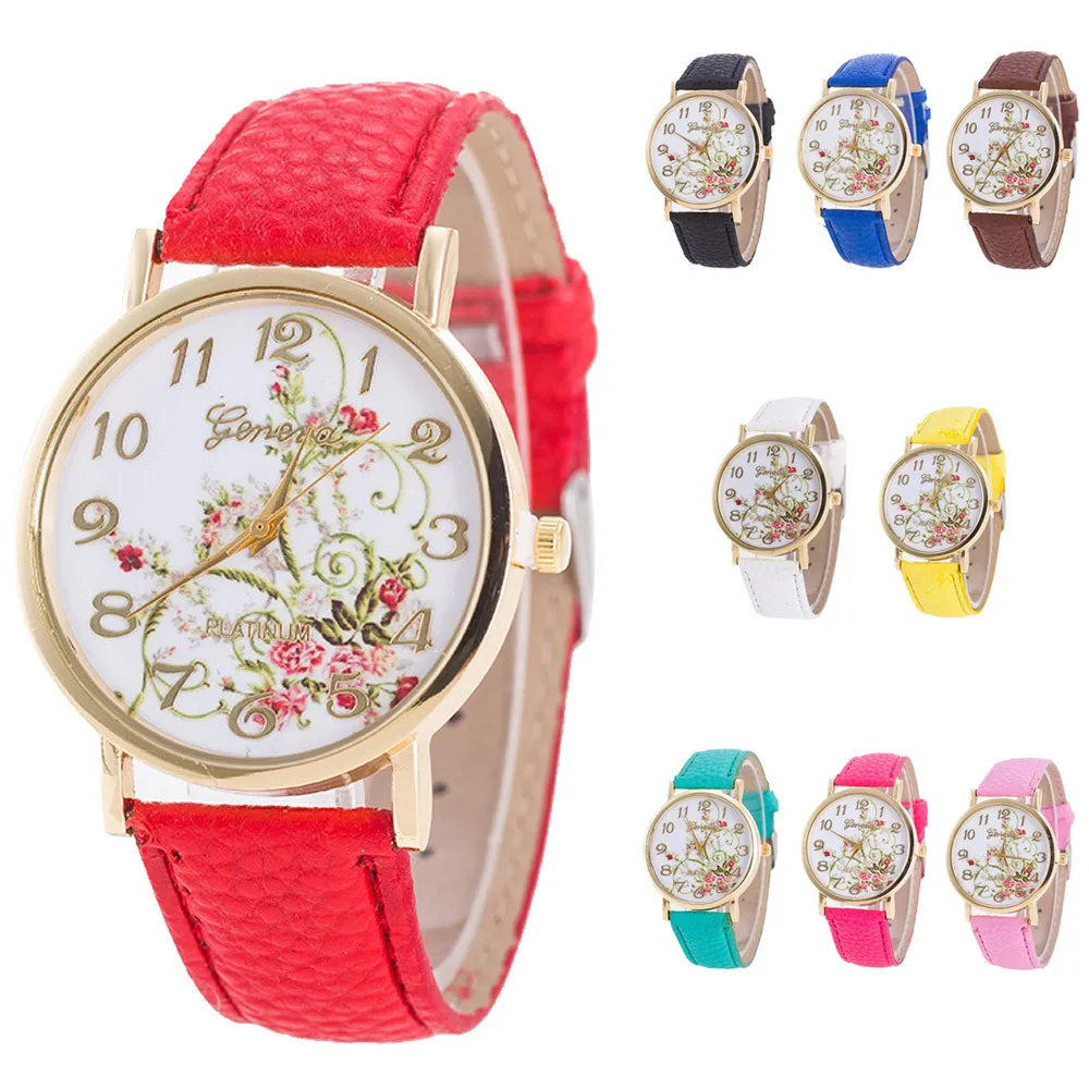 Geneva Fashion Women Flowers Watches Sport Analog Quartz Wrist Watch Female Clock relogio feminino Drop Shipping Geneva Fashion Women Flowers Watches Sport Analog Quartz Wrist Watch Female Clock relogio feminino Drop Shipping