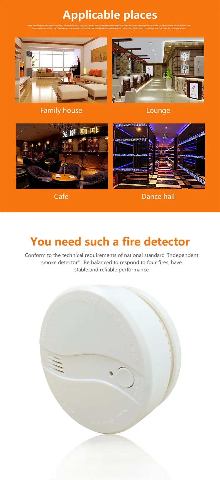 High Quality CE RoHS certificated Security Protection Alarm System Independent Photoelectric Smoke Detector AC622DY(8)